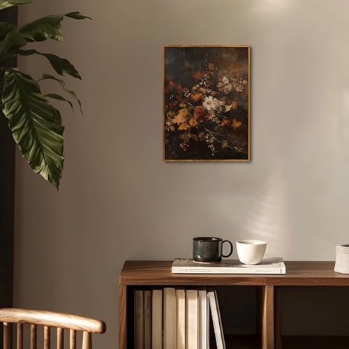 Djmwtb Framed Wall Art Vintage Wall Decor Flower Canvas Art Botonical Pictures Dark Paintings Moody Prints Antique Artwork - Image 3