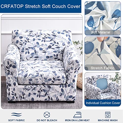 CRFATOP 2 Piece Soft Chair Covers for Dogs Stretch Armchair Cover Slipcovers for 1 Seater Chair Slip Cover Washable Sofa Furniture Covers with 1 Individual Cushion Covers,(Small,01) - Image 2