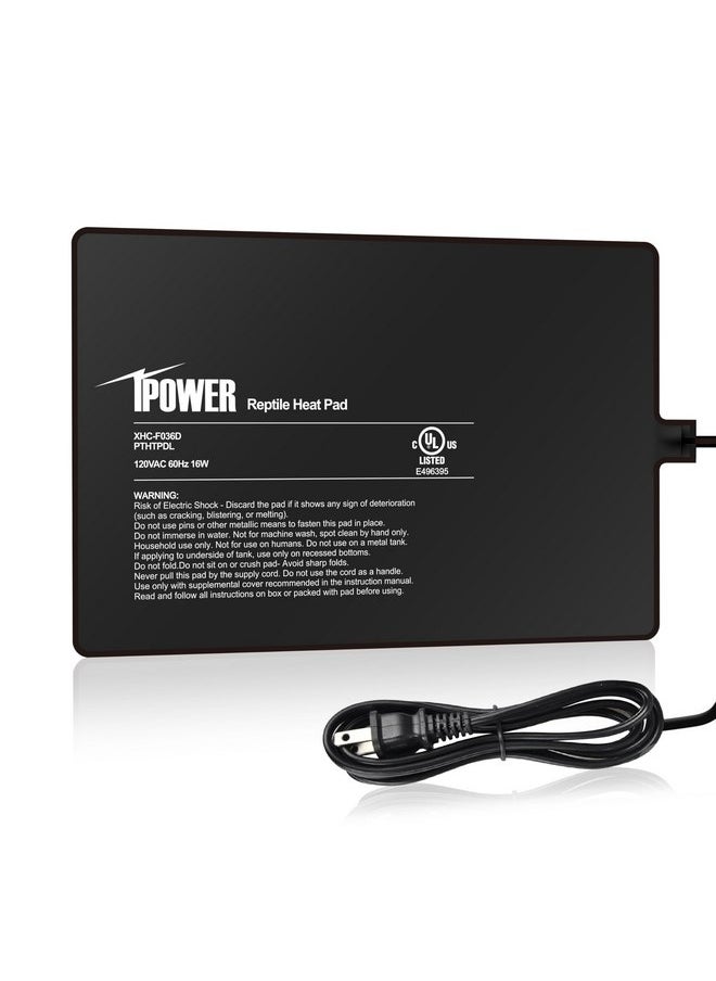 آي باور وسادة تسخين الزواحف iPower مقاس 8X12 بوصة أسفل خزان السخان، حصيرة تدفئة للسلاحف والسحالي والضفادع والحيوانات الصغيرة الأخرى  - Image 1