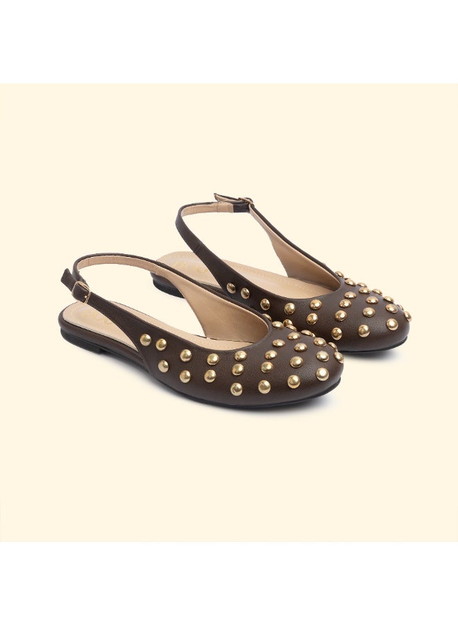 BOU NINA STUD SLINGBACKS -  Nina Cacao - Image 1