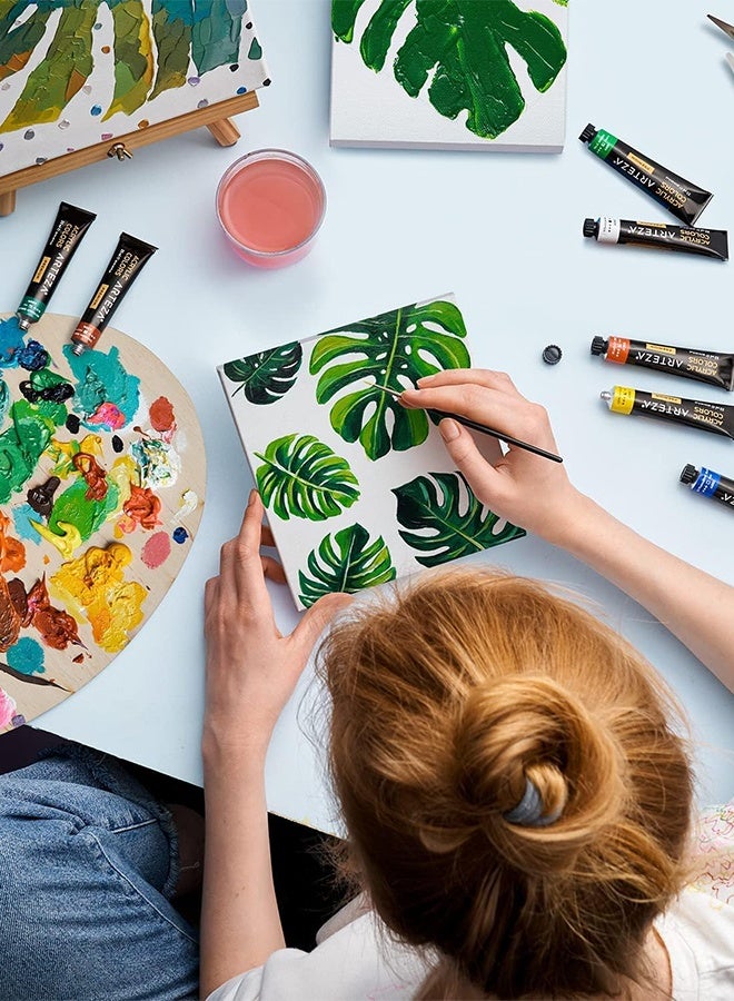 Taimi Blank Art Canvas 15×15cm – 100% Cotton, Pre-Stretched Canvas for Acrylic, Oil & Wet Art – 10 Piece - Image 2