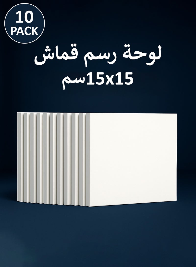 Taimi Blank Art Canvas 15×15cm – 100% Cotton, Pre-Stretched Canvas for Acrylic, Oil & Wet Art – 10 Piece - Image 1