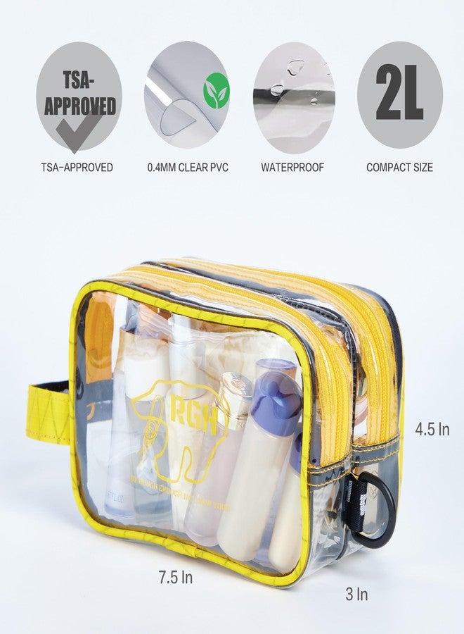 RE ROUGH ENOUGH Rough Enough Clear TSA Approved Toiletry Bag for Men Women Travel Cosmetic Organizer with Dry Wet 2 Compartments Yellow - Image 2