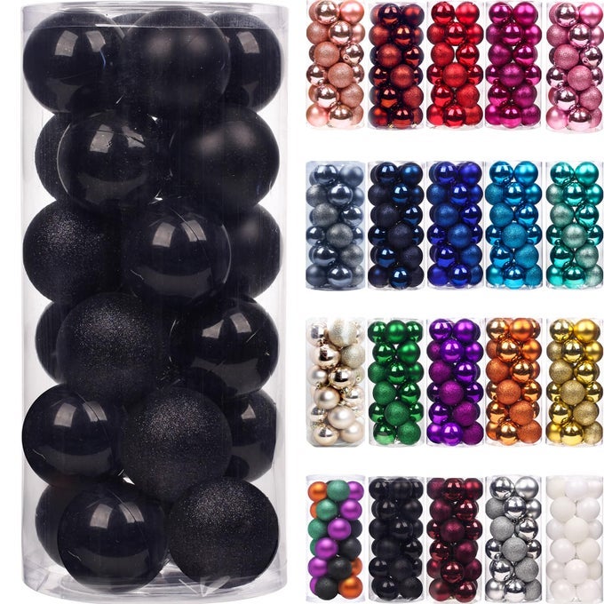 24Pcs Christmas Balls Ornaments for Xmas Tree 25 Inch Shatterproof Christmas Tree Decorations Hanging Ball for Holiday Wedding Party Decoration Black