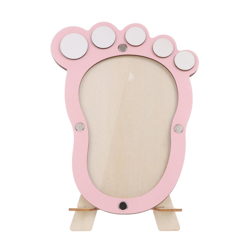Pink Baby Footprint Photo Frame Nursery Display Growth Milestones Keepsake - Image 2