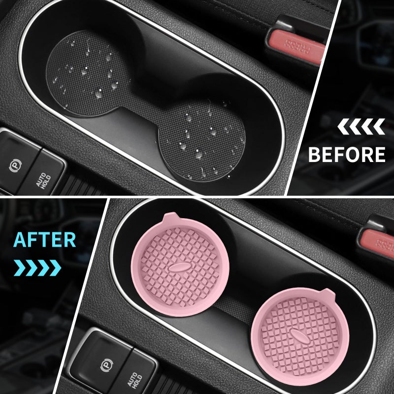 ME.FAN Car Cup Holder Coasters [4 Pack] Silicone Cups Mats, Automotive Universal Non-Slip Recessed Interior Accessories Dusty Rose - Image 5