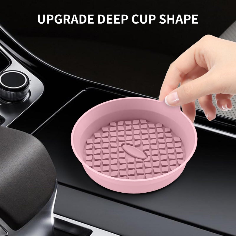 ME.FAN Car Cup Holder Coasters [4 Pack] Silicone Cups Mats, Automotive Universal Non-Slip Recessed Interior Accessories Dusty Rose - Image 4