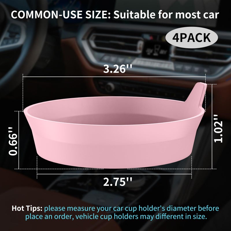 ME.FAN Car Cup Holder Coasters [4 Pack] Silicone Cups Mats, Automotive Universal Non-Slip Recessed Interior Accessories Dusty Rose - Image 2