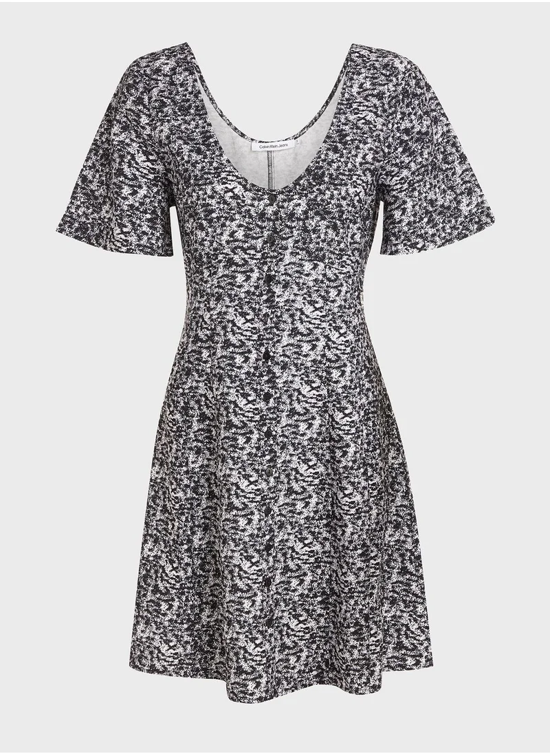 Calvin Klein Jeans Button Detail Printed Dress
