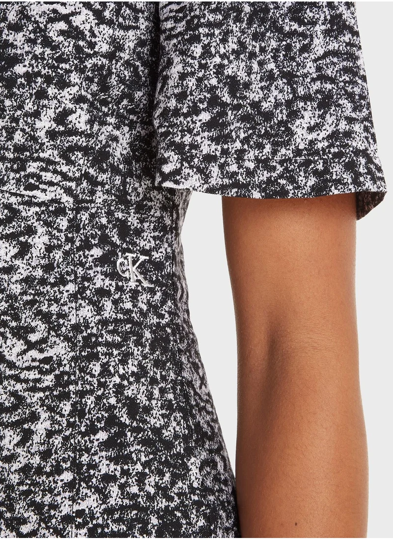 Calvin Klein Jeans Button Detail Printed Dress