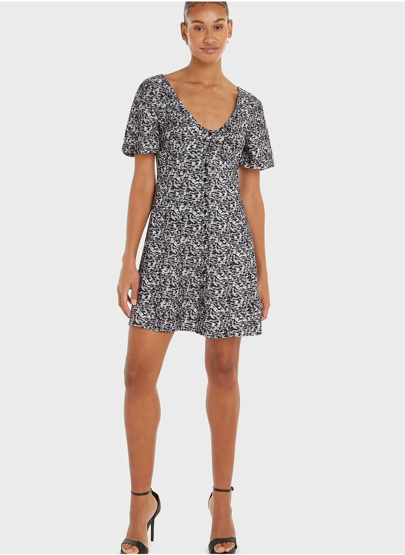 Calvin Klein Jeans Button Detail Printed Dress