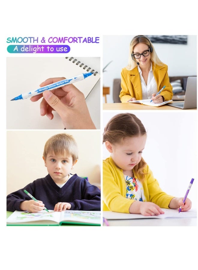 10Pcs Double-ended Glitter Tattoo Pens for Kids, Shimmery Temporary Body Markers for Parties and Dress Up Fun - Image 5