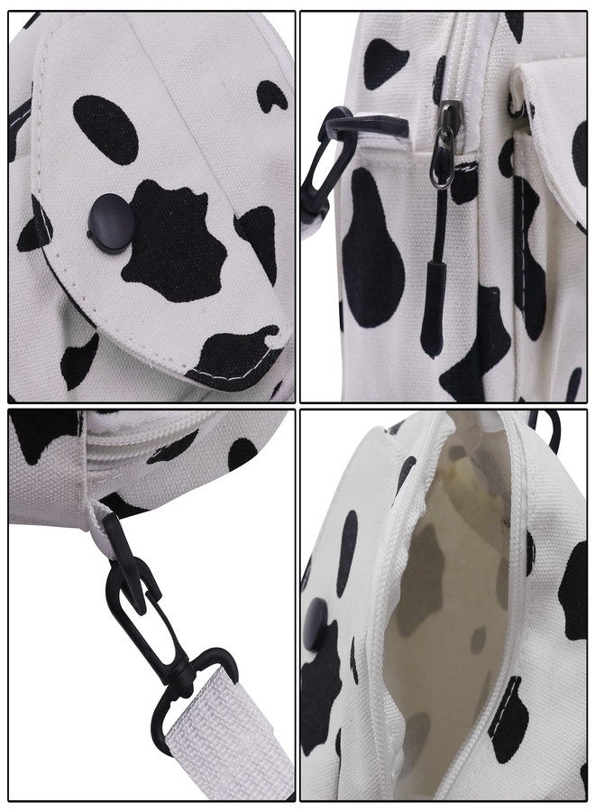Amamcy Cute Milk Cow Print Crossbody Bag for Women Girls Cow Print Shoulder Purse Canvas Messenger Bag Small Satchel for Women - Image 4