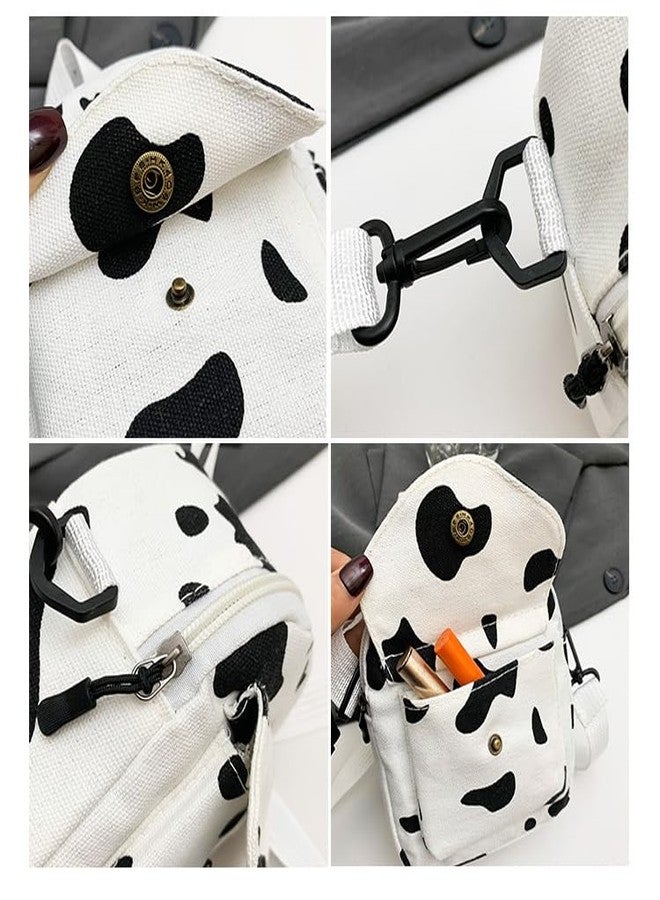 Amamcy Cute Milk Cow Print Crossbody Bag for Women Girls Cow Print Shoulder Purse Canvas Messenger Bag Small Satchel for Women - Image 5