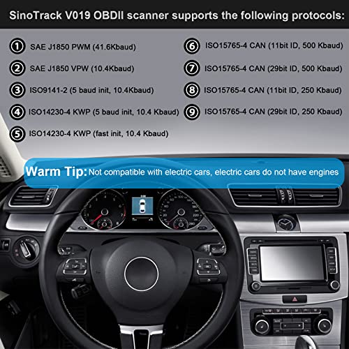 sinoTrack OBD2 Scanner Bluetooth SinoTrack Auto Diagnostic Scan Tool Car Fault Check Engine Light Wireless Car Code Reader for iOS & Android Compatible for All OBDII Protocol Vehicle Bluetooth 4.2 - Image 4