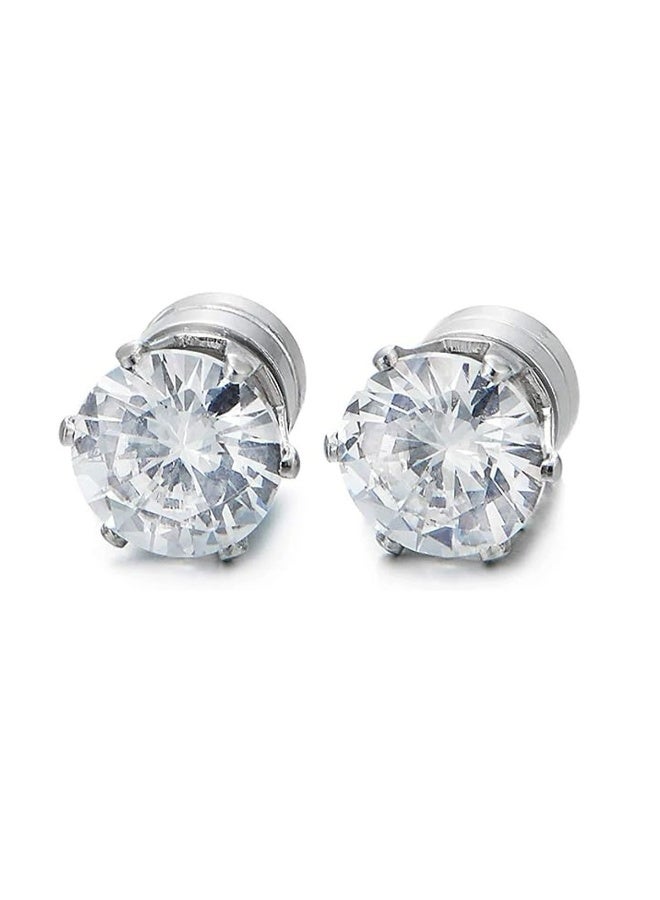 Stainless Steel Magnetic Stud Earrings for Men Women Non-piercing Hypoallergenic 6mm 1 Pairs - Image 1