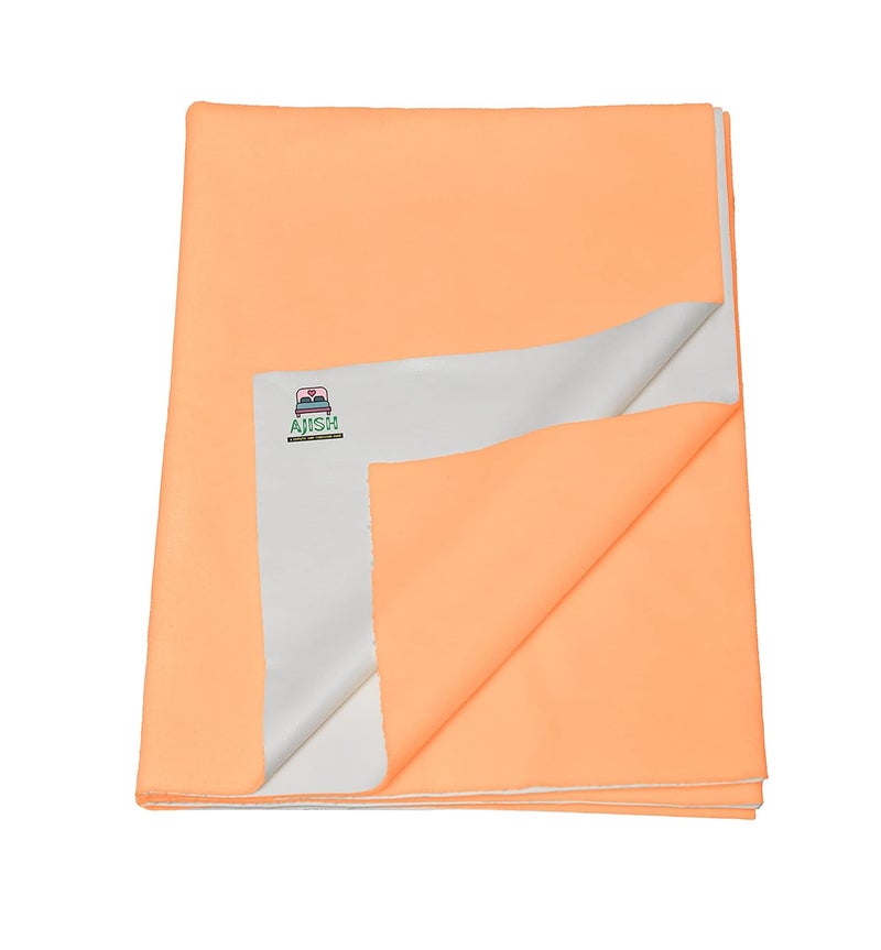 AJISH Baby Bed Protector Reusable 100 Waterproof High Absorbent Faster Dry Sheet Soft Cotton Fabric Best for New Born Babies Toddler Children 140X200CM Orange Extra Large Pack of 1 - Image 1
