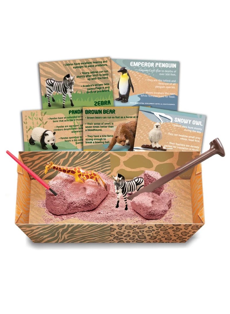 4M KidzLabs Wildlife Animals Digging Kit – Excavate & Discover 3 Hidden Animal Figures | STEM Paleontology Activity for Kids Ages 5+ | Includes Tools, Dig Block & Learning Fun | 00-03481 - Image 2
