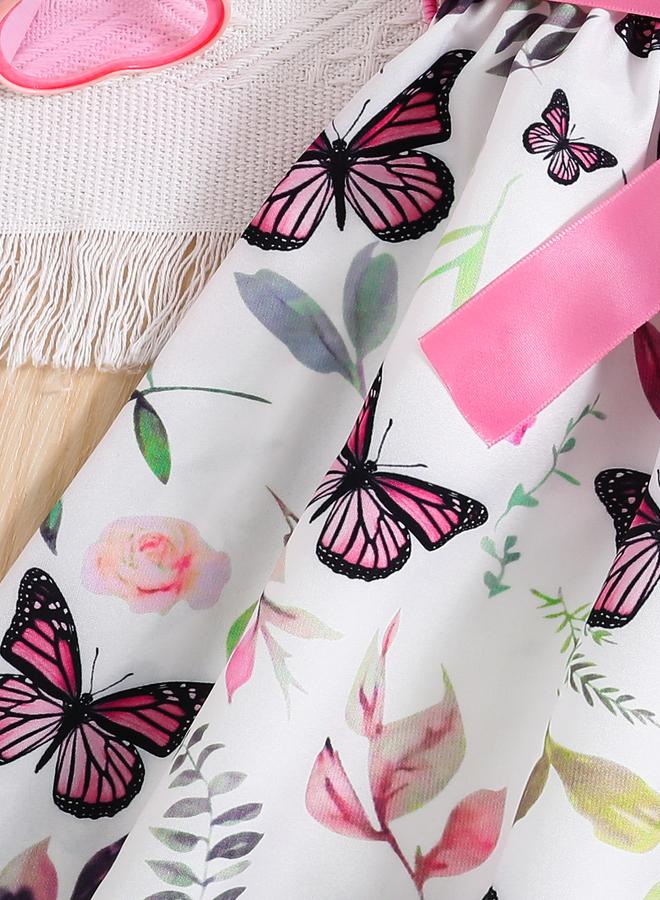 تايك تو فستان بطبعة فراشة مع تفاصيل فيونكة - Image 5