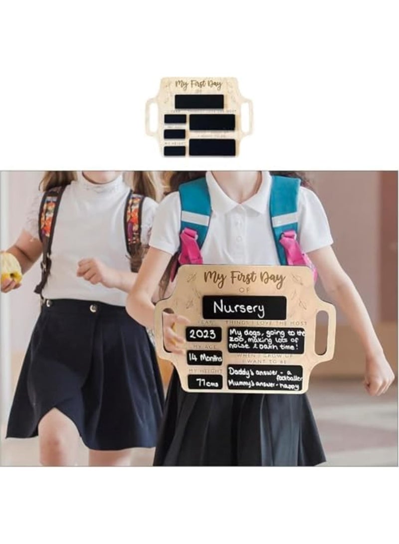 Reusable First Day of School Board with Handle – Back to School Chalkboard Sign for Kids, Portable Photo Prop for Preschool, Kindergarten, Nursery u0026 Primary Students (Black) - Image 2