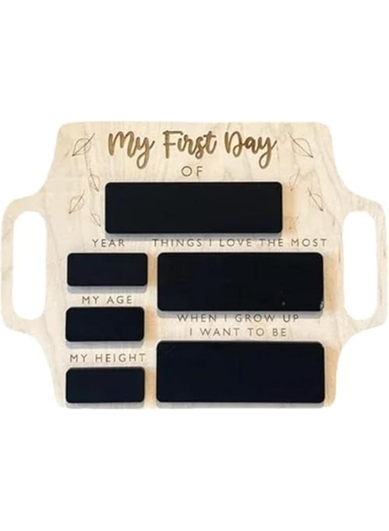Reusable First Day of School Board with Handle – Back to School Chalkboard Sign for Kids, Portable Photo Prop for Preschool, Kindergarten, Nursery u0026 Primary Students (Black) - Image 1