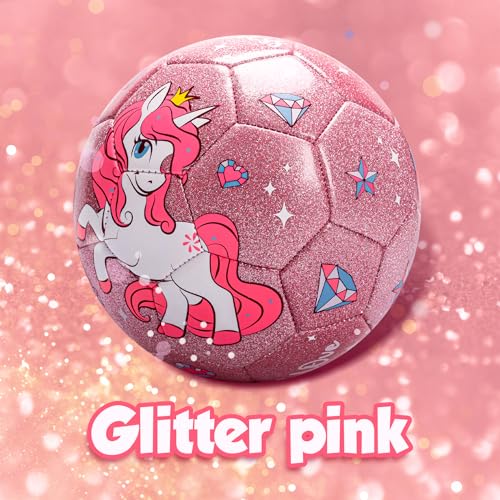 EVERICH TOY Pink Soccer Ball Size 3 - Soccer Ball with Pump for Toddlers & Kids - Shiny Unicorn Small Soccer - Indoor Outdoor Play Balls Toys - Great Gifts for Children Girls Boys 2 3 4 5 6 7 8 Years Old - Image 3