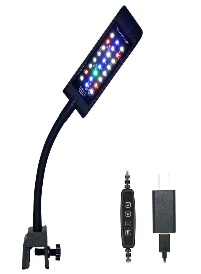 فارموس مصباح حوض السمك VARMHUS بمشبك، مصباح LED لحوض السمك، مصباح RGB لحوض السمك مع مؤقت ومخفت إضاءة (4.8 واط) - Image 1