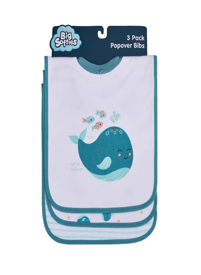 Big Softies مرايل بيج سوفتيز 3 قطع بتصميم حوت | مطبوعة ومطرزة | ياقة مطاطية ناعمة | قطن مخلوط | فائقة النعومة والامتصاص | مناسبة للأطفال من عمر 6 إلى 36 شهرًا - Image 2