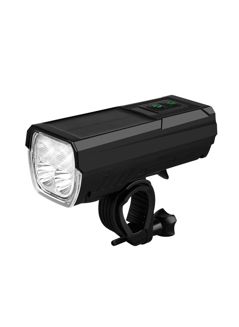 Generic Solar Power Bike Light with Horn USB Rechargeable Multi-Function Flashlight Black 4000 mA 