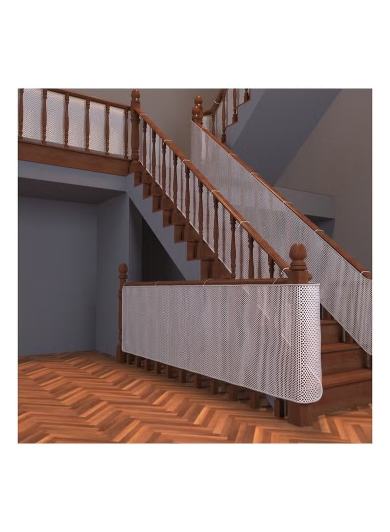 Gonice Baby Safety Stair Railing Net Children's Outdoor Balcony Fence Protection Mesh No Drilling For Dog Cat Window 300x78cm White - Image 1