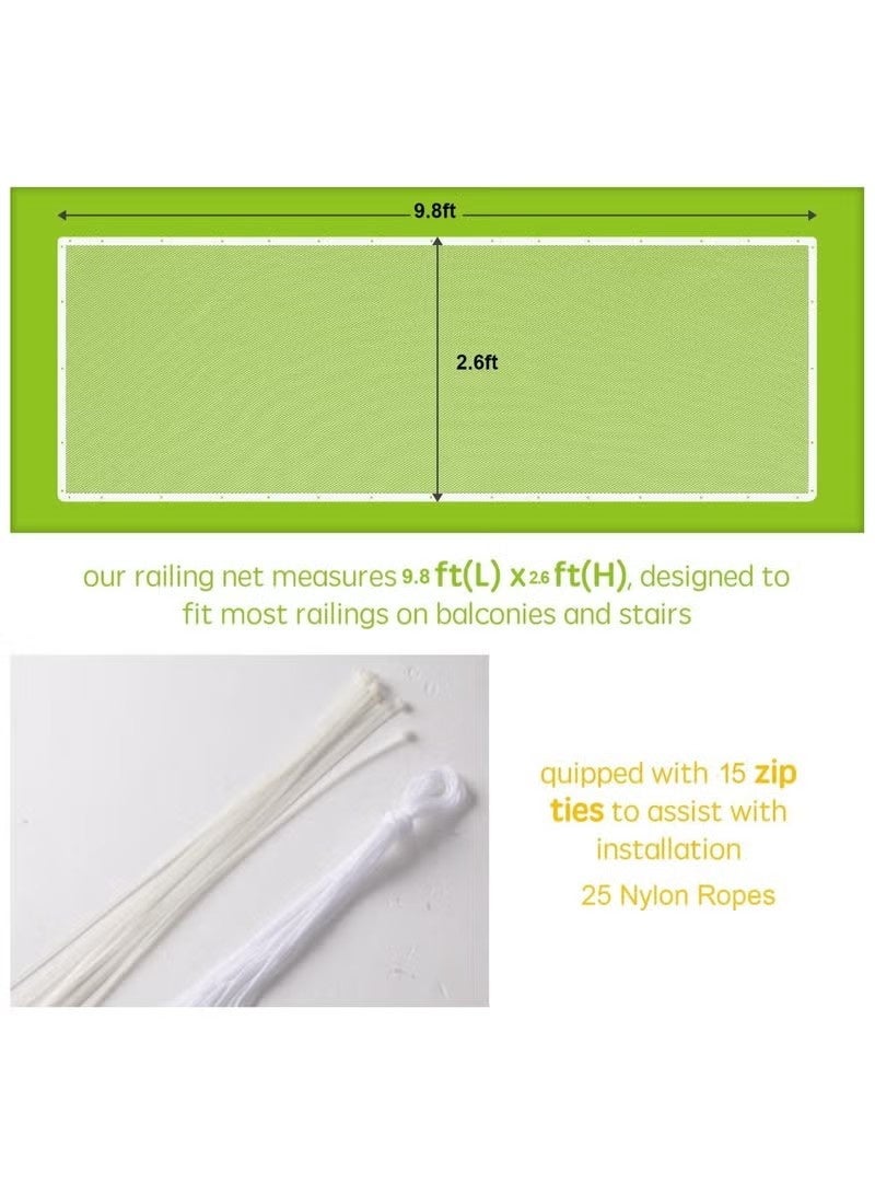 Gonice Baby Safety Stair Railing Net Children's Outdoor Balcony Fence Protection Mesh No Drilling For Dog Cat Window 300x78cm White - Image 4