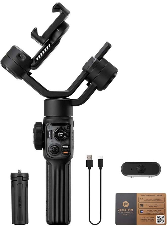 Zhiyun - ZHIYUN Smooth 5S AI Combo 3-Axis Gimbal Stabilizer for iPhone 15 Pro Max & Android Smartphone Gimbal with AI Tracker, Built-in Fill Light, Tripod, Phone Stabilizer for Video Recording Vlog Filming - Image 1