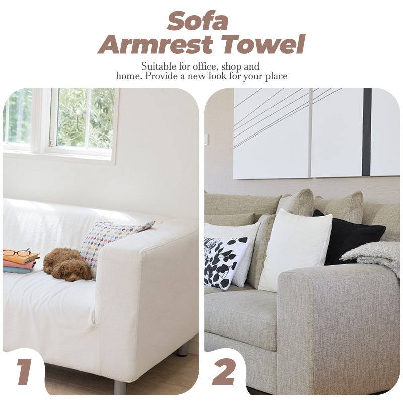 2Pcs Universal Sofa Armrest Cover Elastic Armrest Protector Color Armrest Protective Cloth Khaki - Image 4
