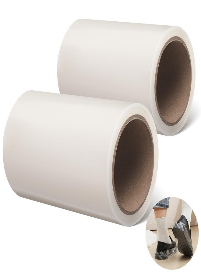 Maitys 2 Pack Floor Guard Film Refill Rolls 328ft PE Slip-resistant Transparent Adhesive Shoe Film Disposable for Automatic Shoe Cover Dispenser 400 Uses, Fits All Sizes - Image 1