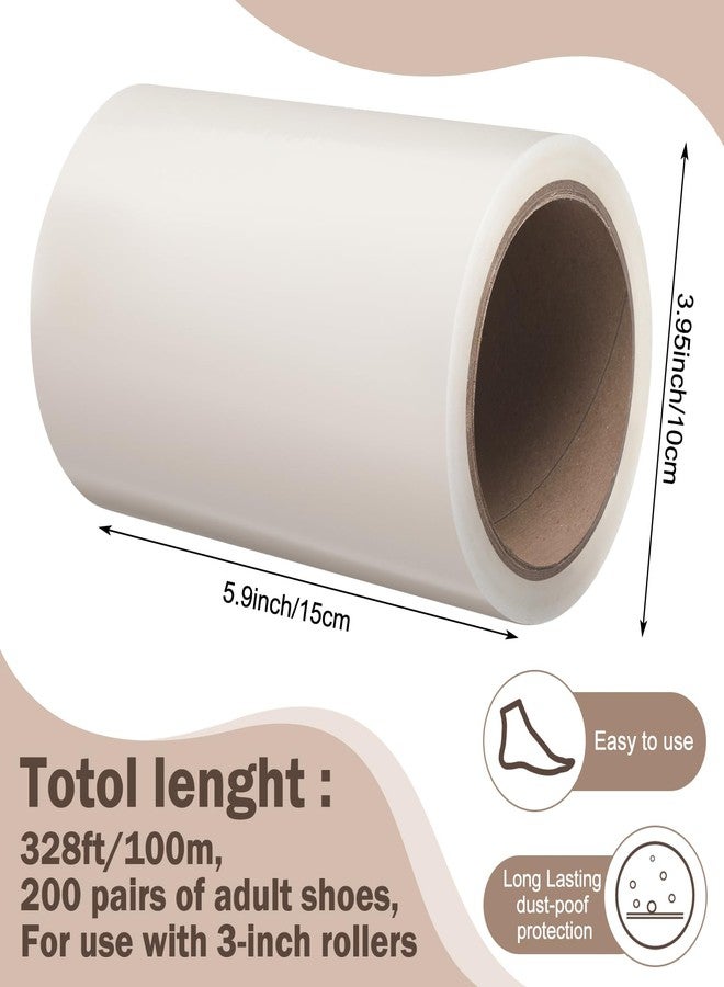 Maitys 2 Pack Floor Guard Film Refill Rolls 328ft PE Slip-resistant Transparent Adhesive Shoe Film Disposable for Automatic Shoe Cover Dispenser 400 Uses, Fits All Sizes - Image 2