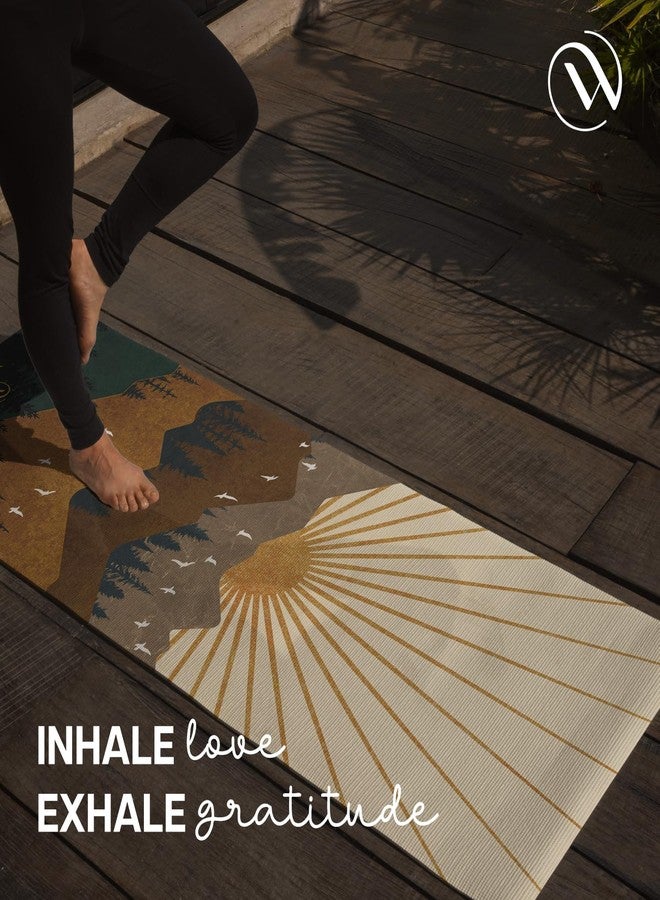 Wiselife MicroFiber & Natural Rubber Foldable Yoga Mat + Carry Bag | Extra Thick Extra Long Extra Wide Exercise floor Mat For Gym, Workout, Fitness | Natural Rubber Yoga Mat (1MM,Arbian Morning) - Image 4