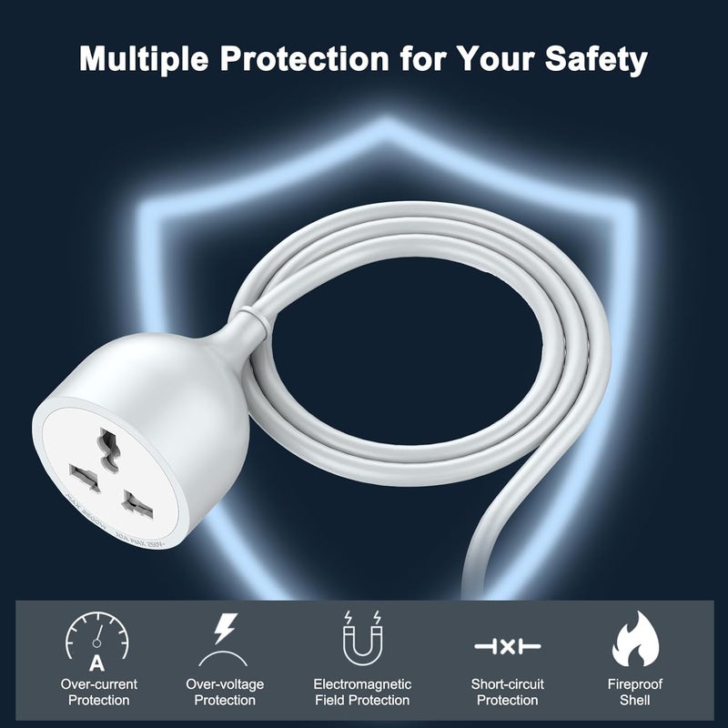 Hoteon Extension Board with 10 Meters Heavy Duty Long Wire Cord Single Outlet Socket 2500W 10A Expandable Electric Extension 3 Pins Extension Cord for Indoor Outdoor Use 10M Grey1PCS - Image 2