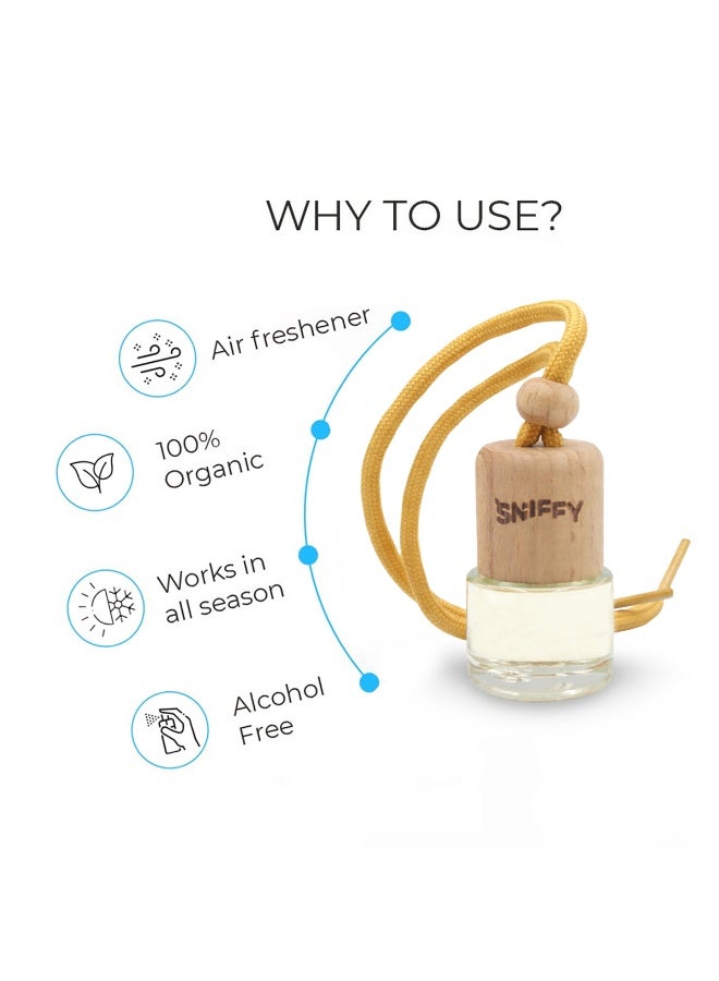 Sniffy Vanilla Hanging Car Air Freshener Bottle Long Lasting Organic Fragrance Oil Diffuser for Car Rear View Mirror, Home, Bedroom, Office - Image 2