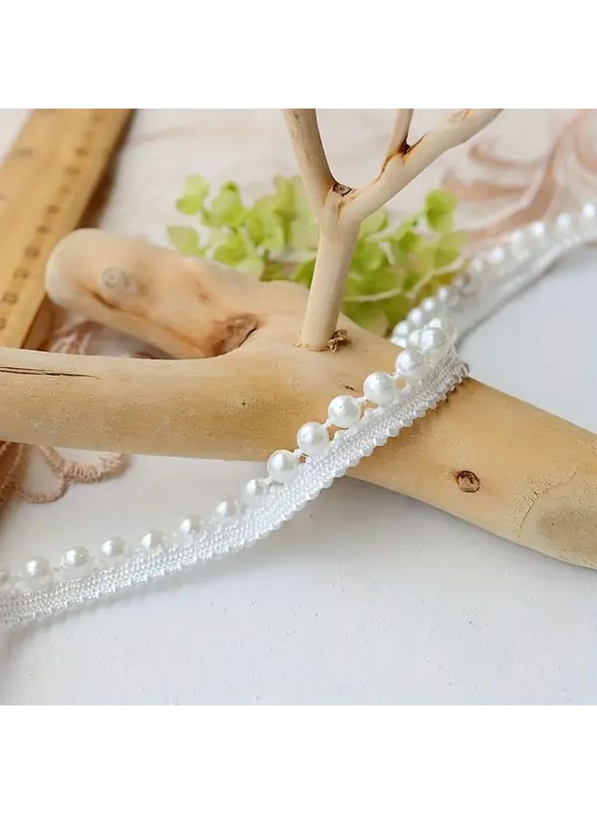 شريط دانتيل من اللؤلؤ الأبيض بطول ٢ ياردة لملابس الدمى والحرف اليدوية DIY - Image 5