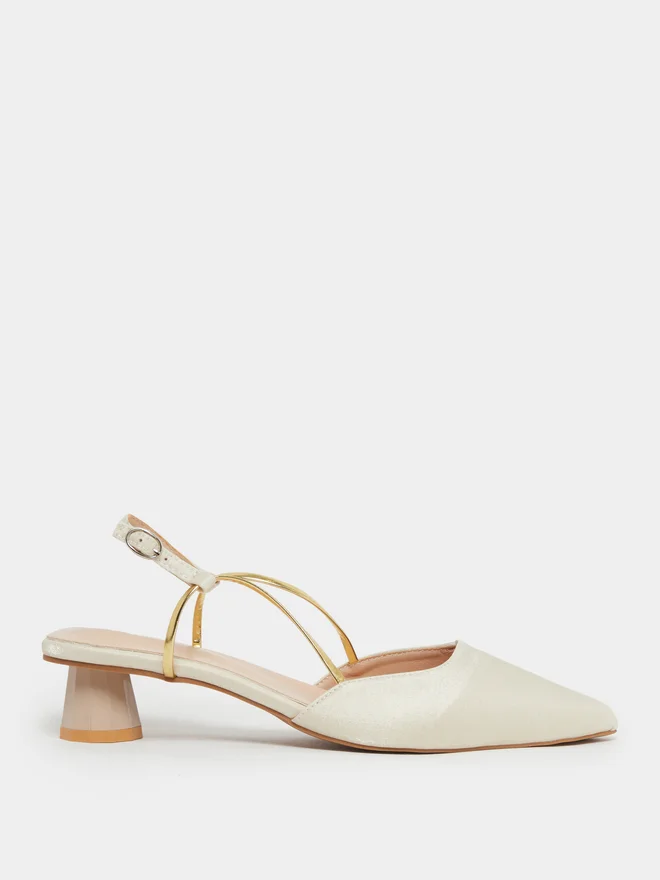 Take Two White Pointed Toe Cross Straps Flat Sandals