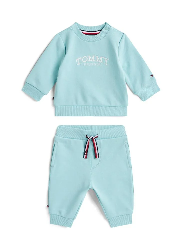 تومي هيلفيغر طقم سويت شيرت وبنطلون برقبة دائرية للأطفال