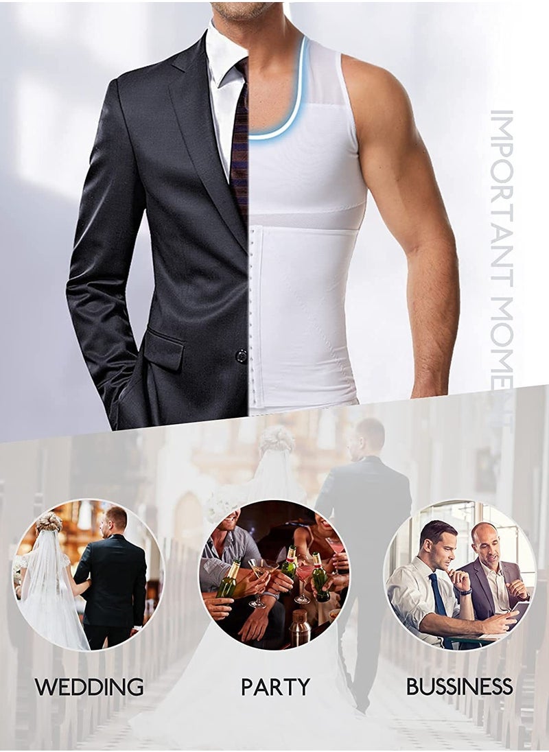 Generic Men Body Shaper Slimming Vest Tight Tank Top Compression Shirt Tummy Control Underwear Binder,Chest Body Posture Corrector Corset Sleeveless Vest Abdomen Control Underwear Shapewear THermal Tops  - Image 4