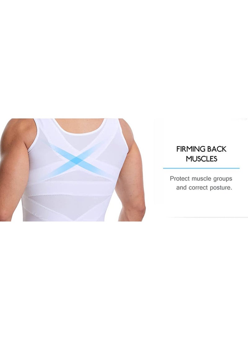 Generic Men Body Shaper Slimming Vest Tight Tank Top Compression Shirt Tummy Control Underwear Binder,Chest Body Posture Corrector Corset Sleeveless Vest Abdomen Control Underwear Shapewear THermal Tops  - Image 5