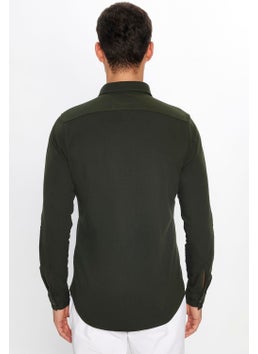 Tudors Men's Slim Fit Slim Fit Long Sleeve Denim Washed Double Pocket Khaki Sport Collar Shirt  - Image 5