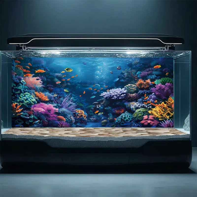 Removable Aquarium Background For Freshwater Saltwater Fish Tanks Peel And Stick Vinyl Wallpaper No Glue Residue Aquatic Decor For Shrimp Fish Reef Tanks Model YG225 40X60 - Image 1