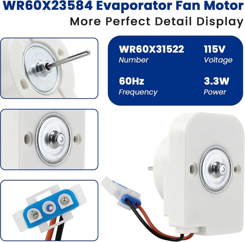 Fetechmate محرك مروحة المبخر WR60X31522 بديل لثلاجة G-E - بديل WR60X23584، PS12741350، AP6977246، 4959523، SM10141 - بديل محرك مروحة الثلاجة - ضمان لمدة سنة من قبل - Image 2