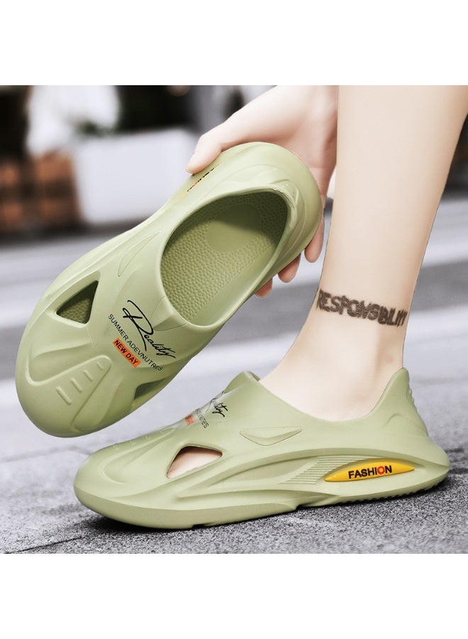 NIBEMINENT Coconut Themed Men's Sandals Summer Beach Slippers Driving Sport Outdoor Wear Headed Hole Hole Shoes  - Image 2