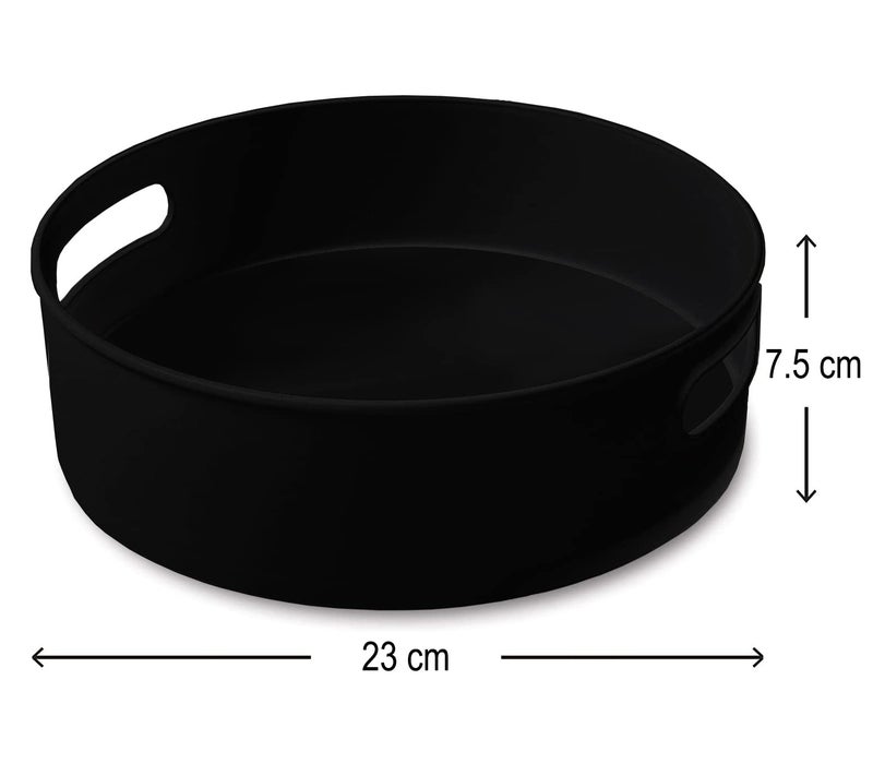 INOVERA Lazy Susan 360° Rotating Kitchen Spice Cosmetic Holder Organizer Rack Tray (23L x 23B x 7.5H cm, Black) - Image 2