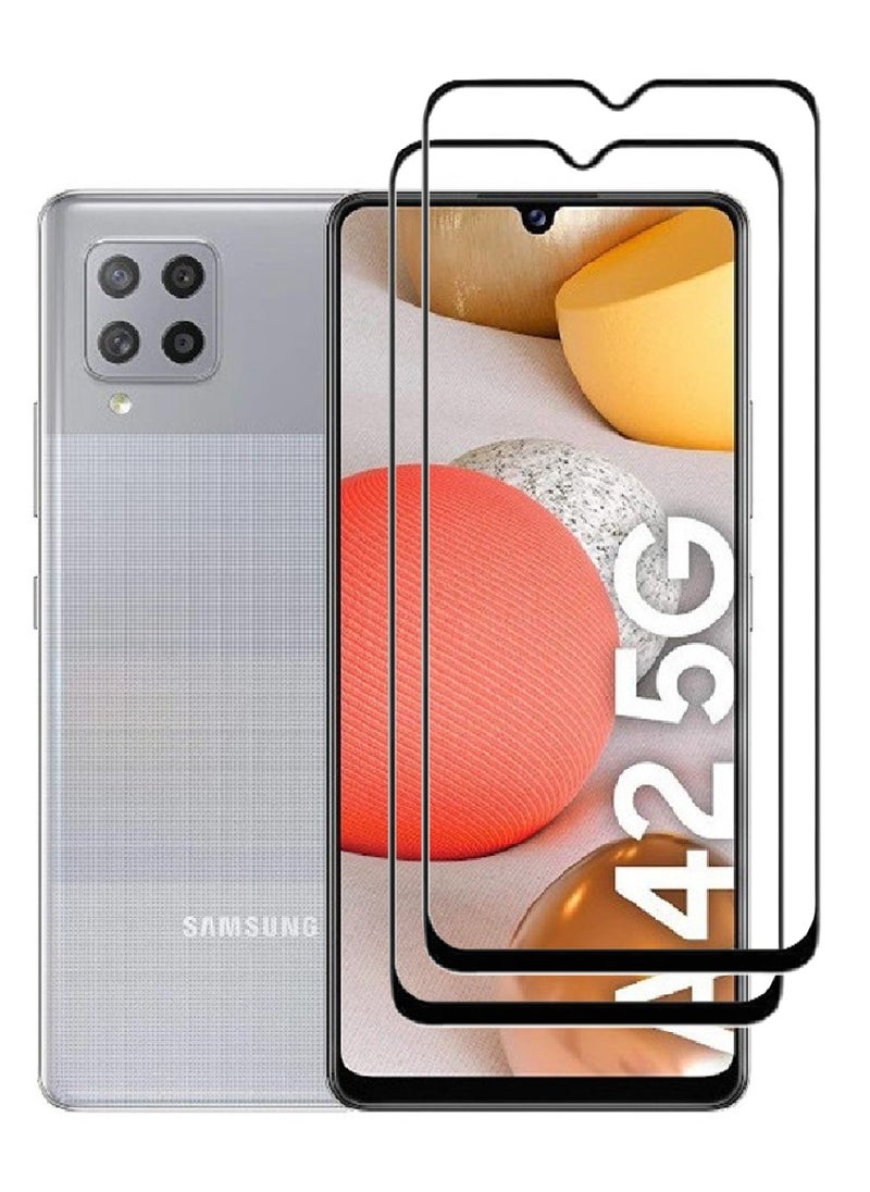 AINA 2 Pieces Tempered Glass Screen Protector 5D Designed For Samsung Galaxy A42 5G Full Glue Edge to Edge Full Screen Coverage And Bubble Free - Image 1
