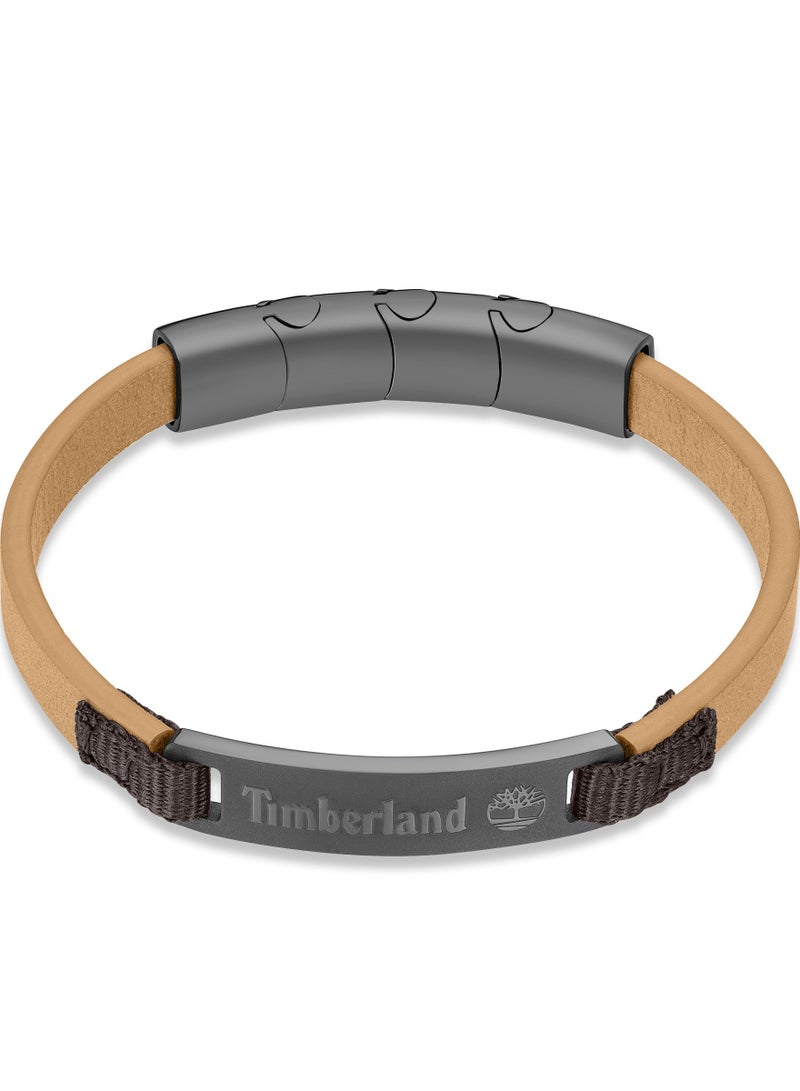 Timberland Quechee Tan Brown Leather Bracelet for Men - Image 1